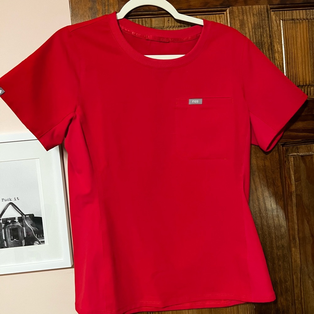 Winning red scrub top